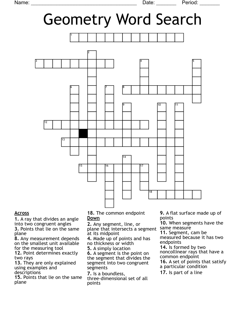 Geometry Word Search Crossword
