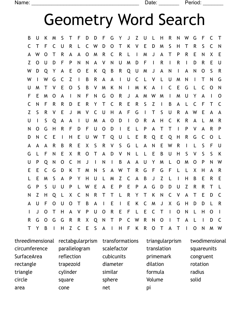 Geometry Word Search