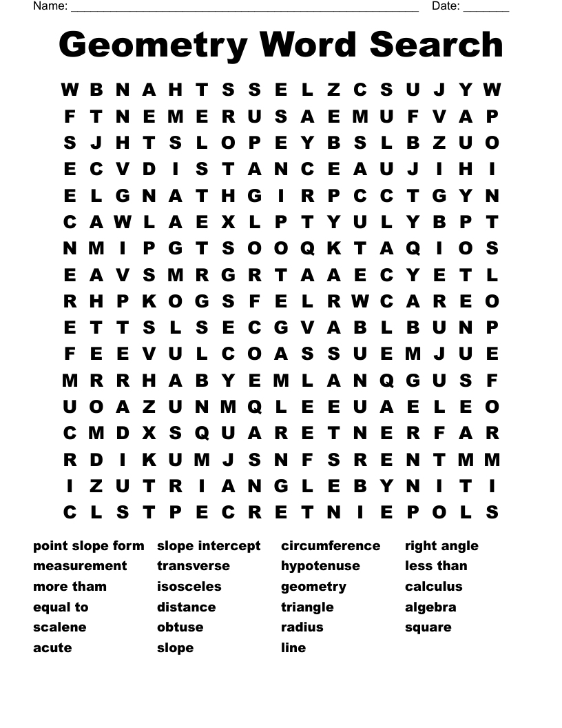 Geometry Word Search