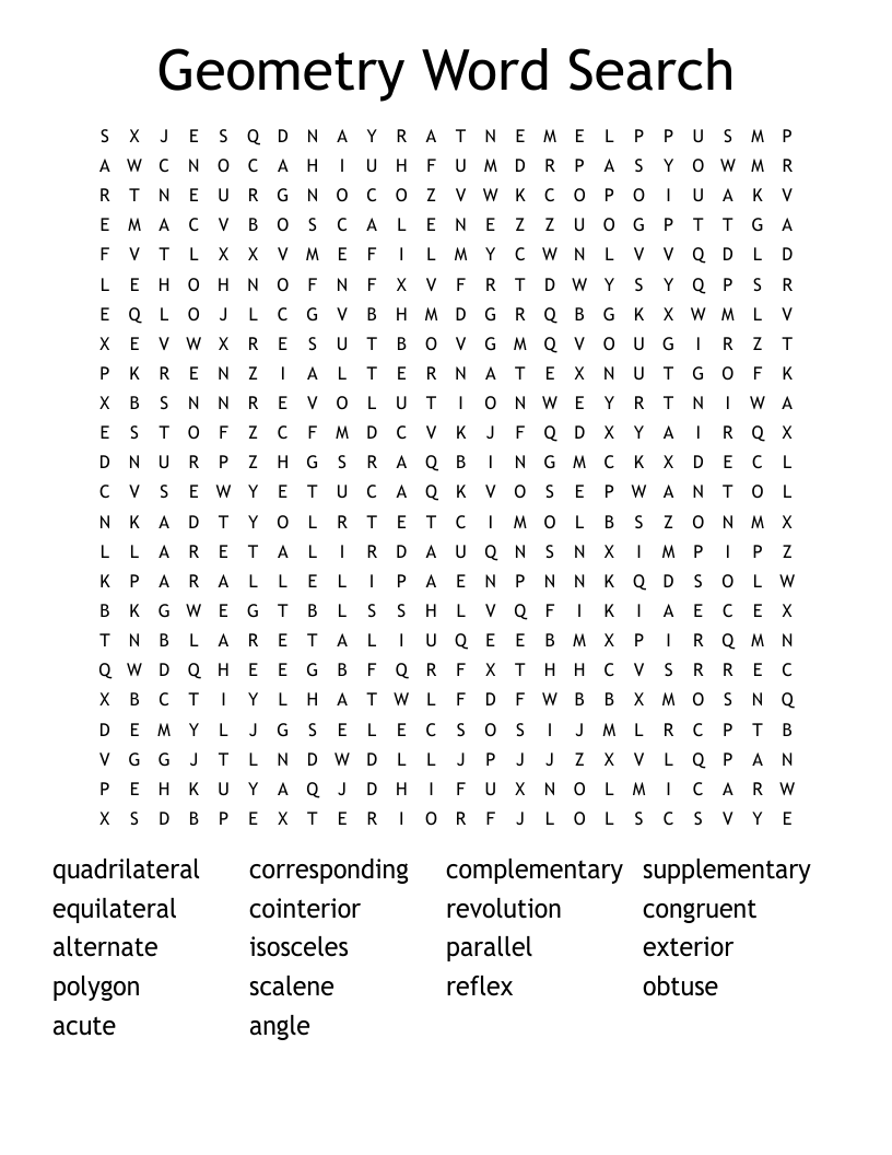 Geometry Word Search 