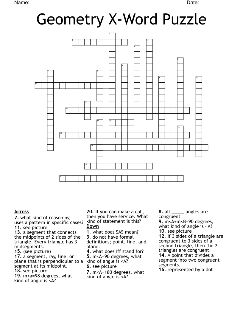 Geometry X-Word Puzzle Crossword