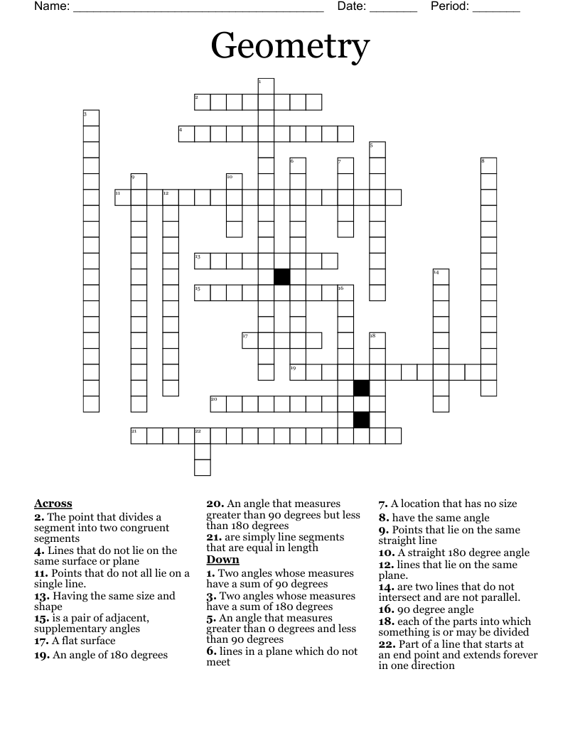 Geometry  Crossword