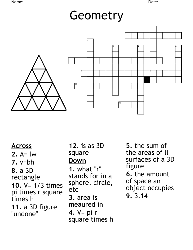 Geometry  Crossword