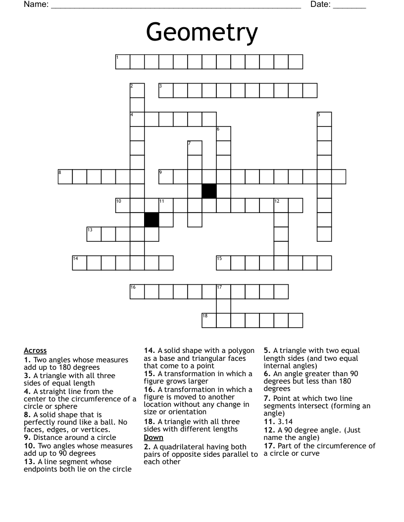 Geometry  Crossword