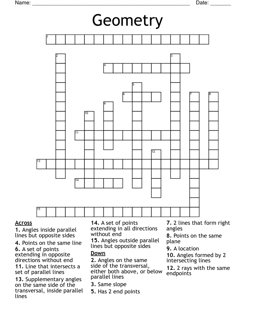 Geometry  Crossword
