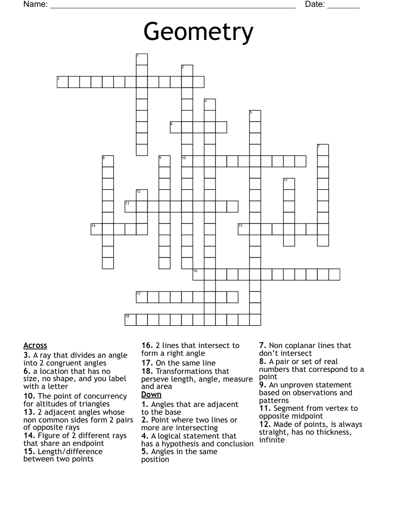 Geometry  Crossword