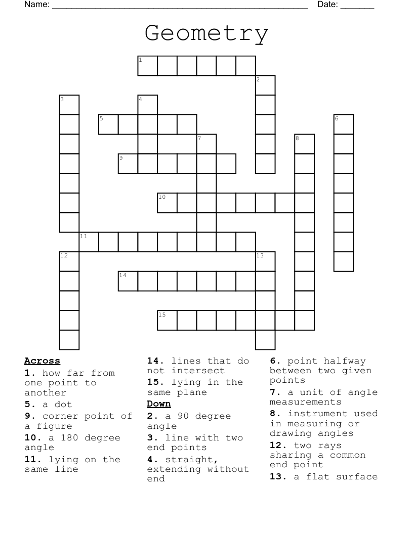 Geometry  Crossword