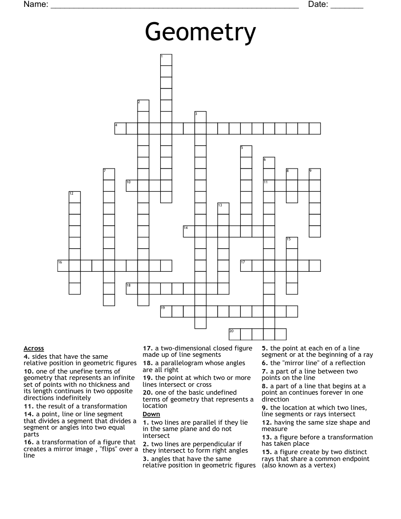 Geometry  Crossword