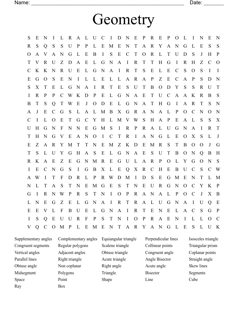Geometry  Word Search