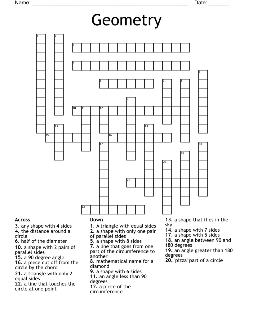Geometry  Crossword