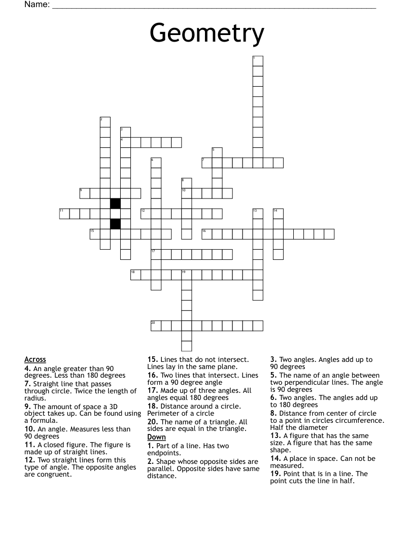 Geometry  Crossword