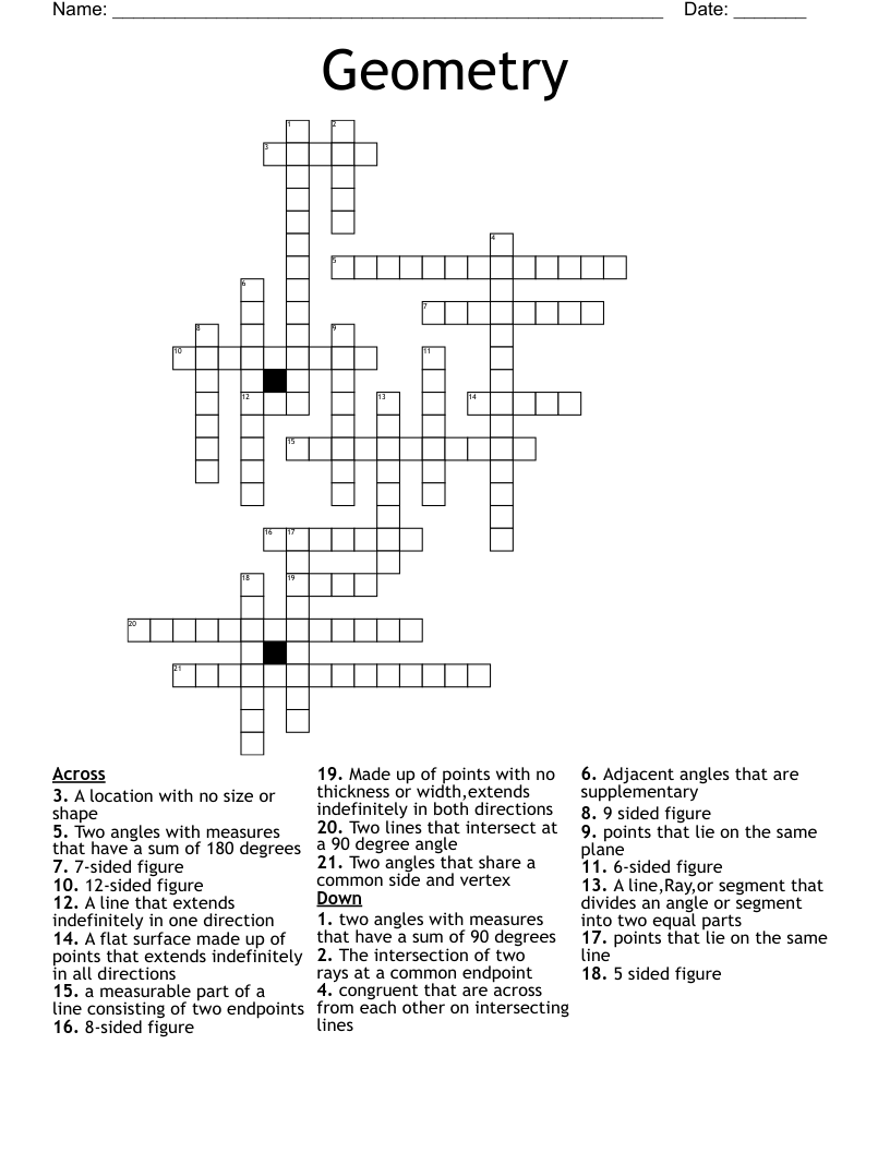 Geometry  Crossword