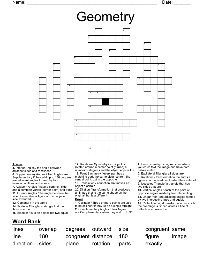 Geometry  Crossword