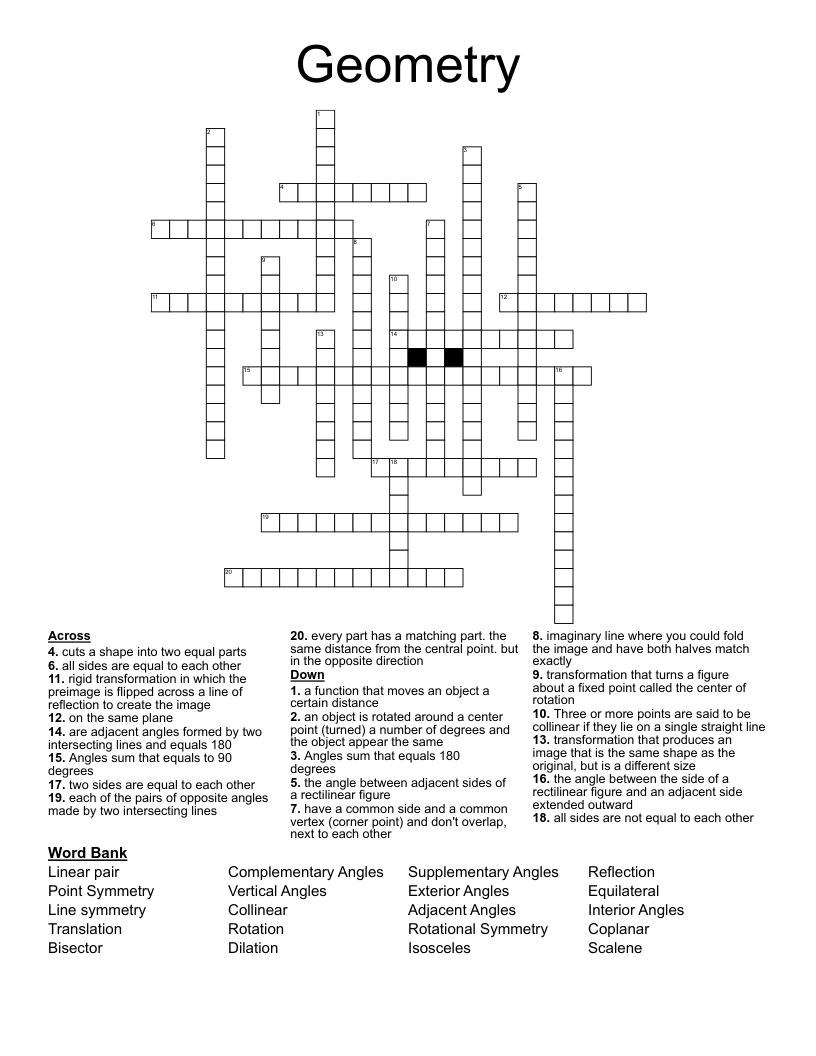 Geometry  Crossword