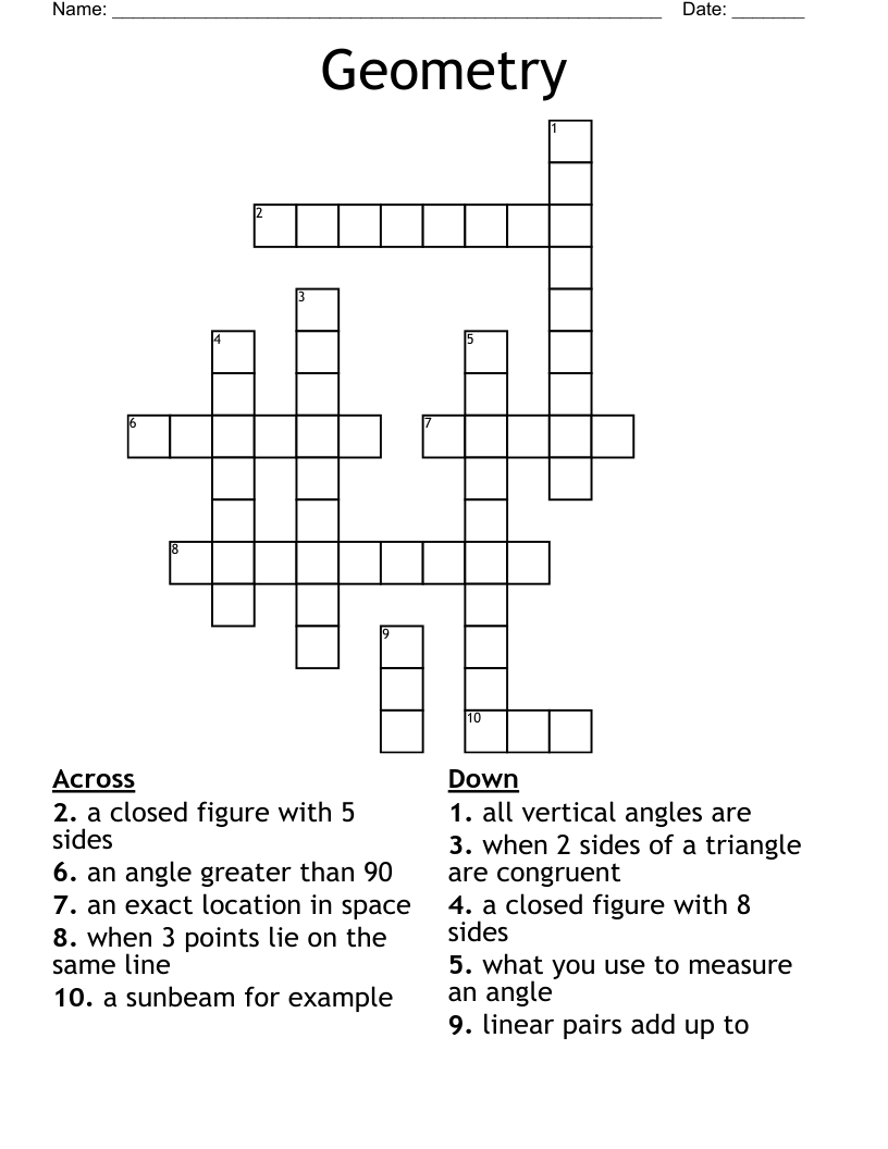 Geometry  Crossword