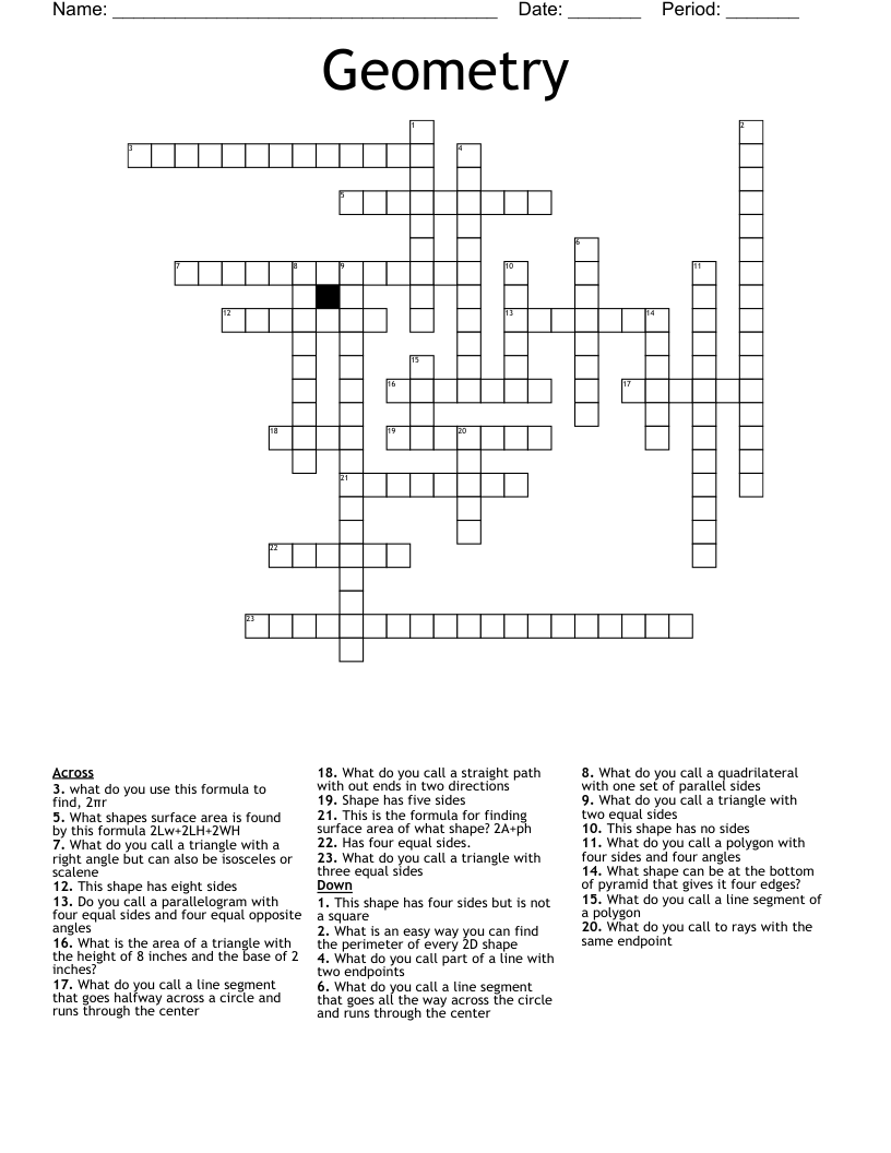 Geometry  Crossword