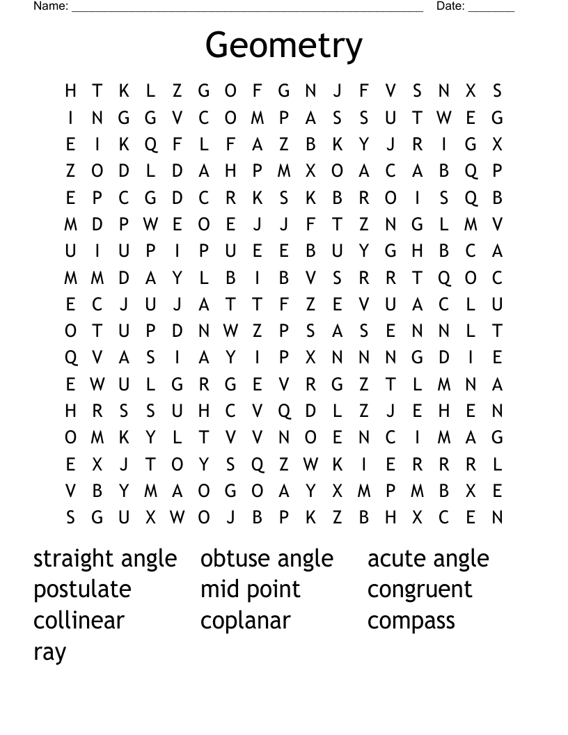 Geometry  Word Search