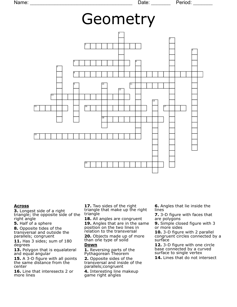 Geometry  Crossword