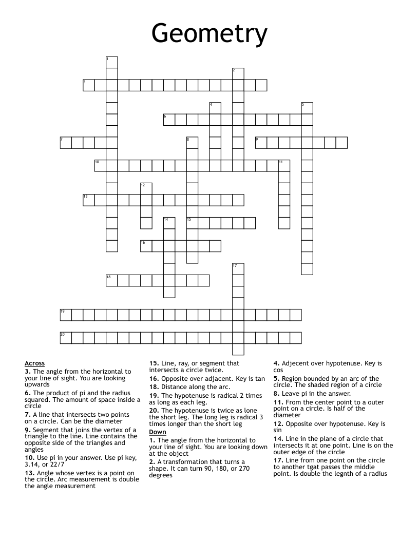 Geometry  Crossword