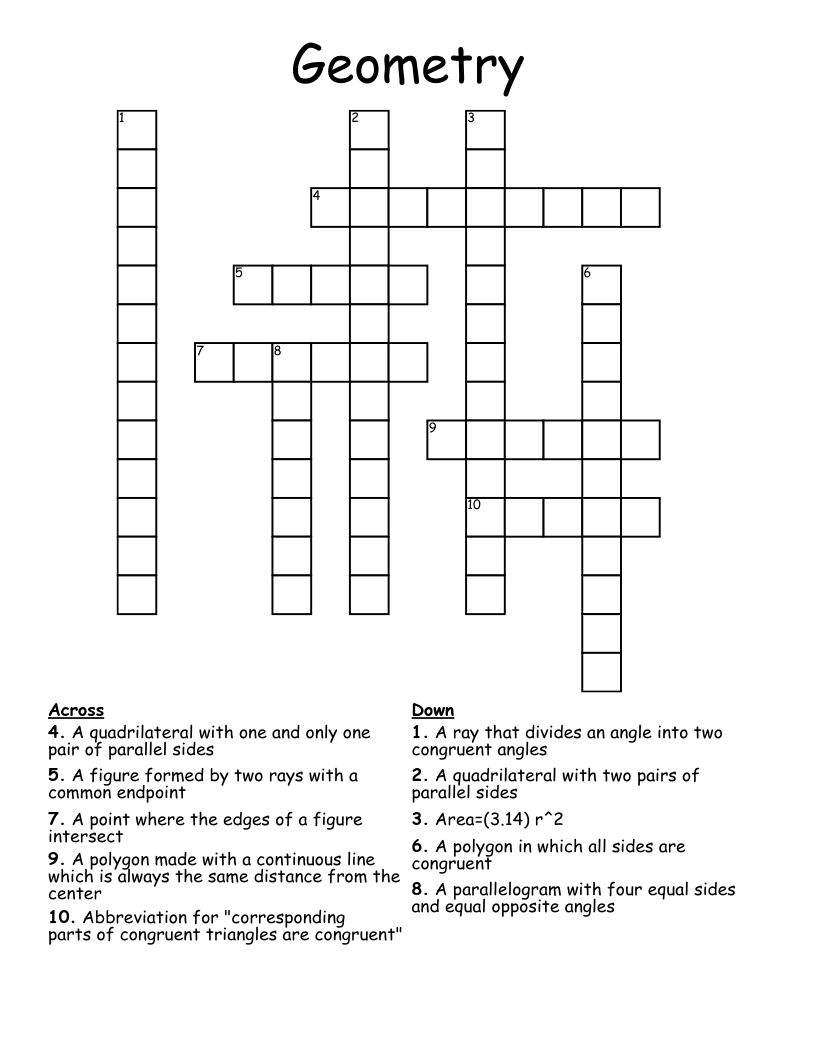 Geometry  Crossword