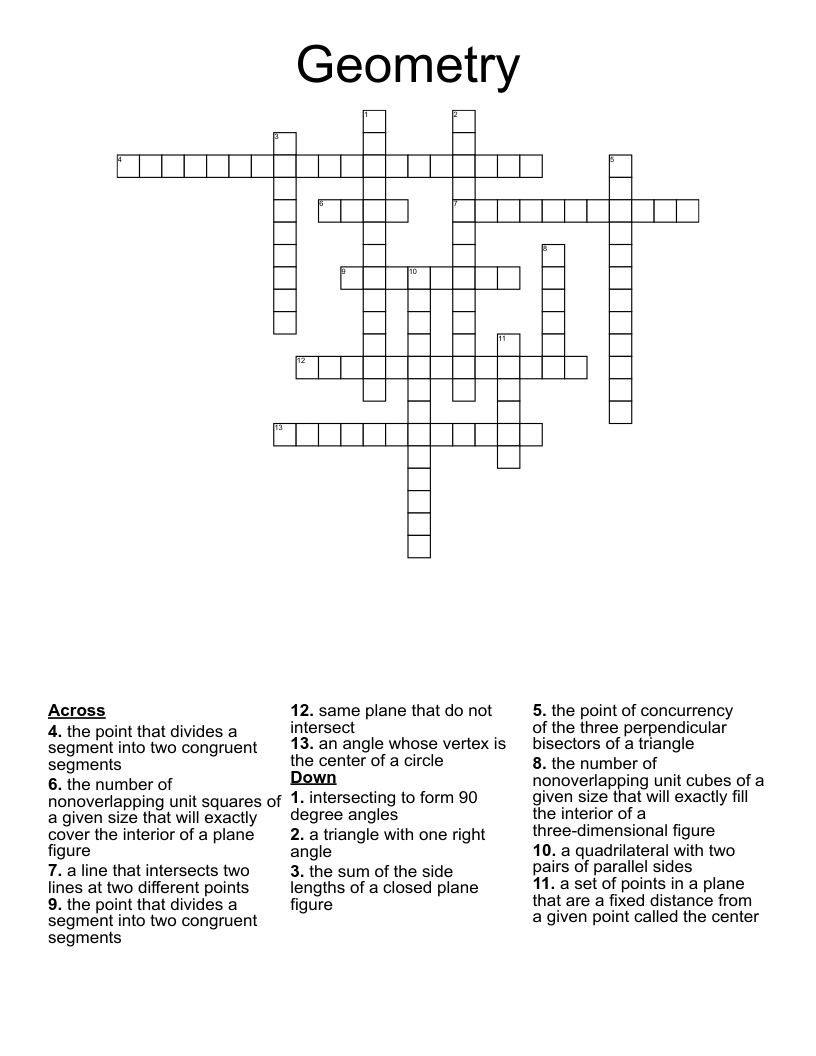 Geometry  Crossword