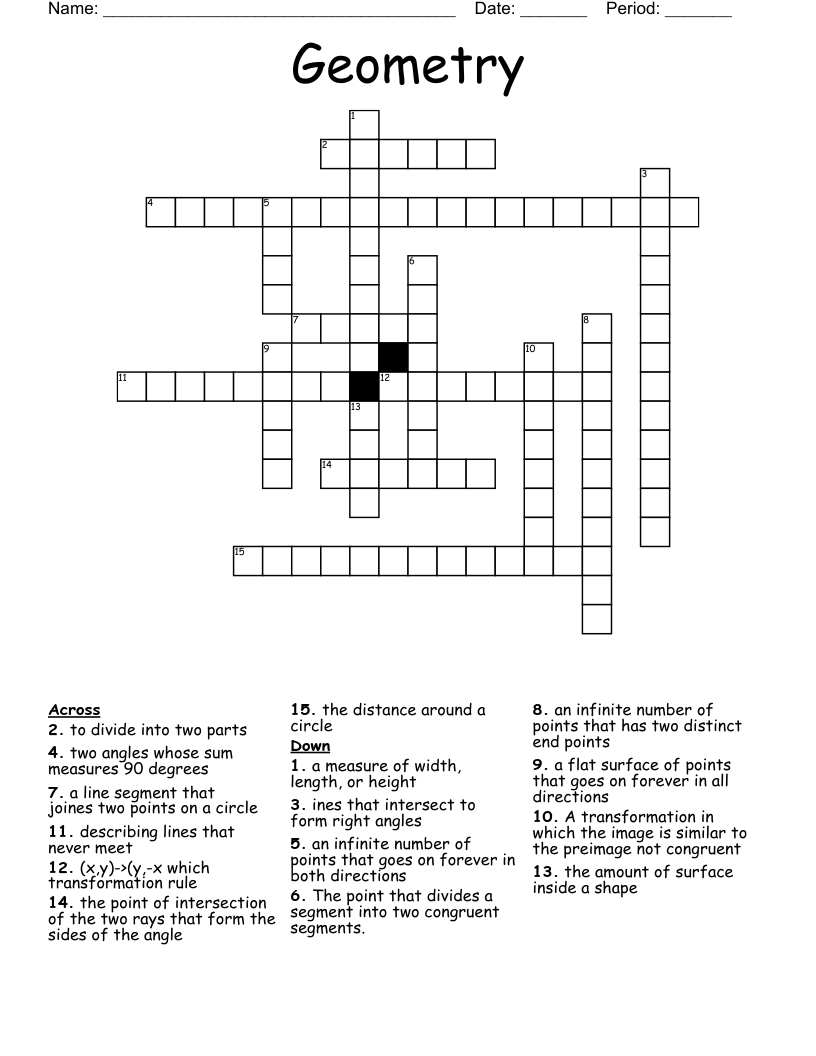 Geometry  Crossword