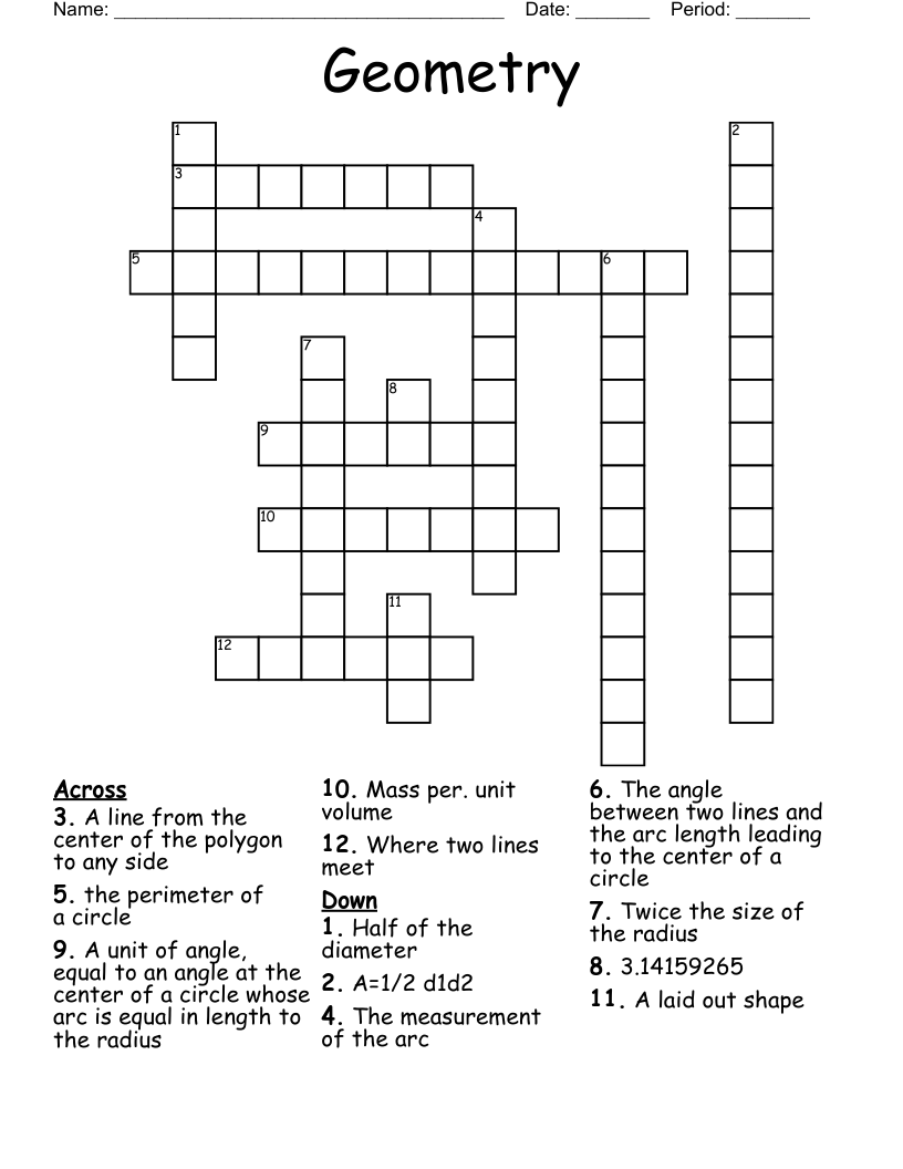 Geometry  Crossword