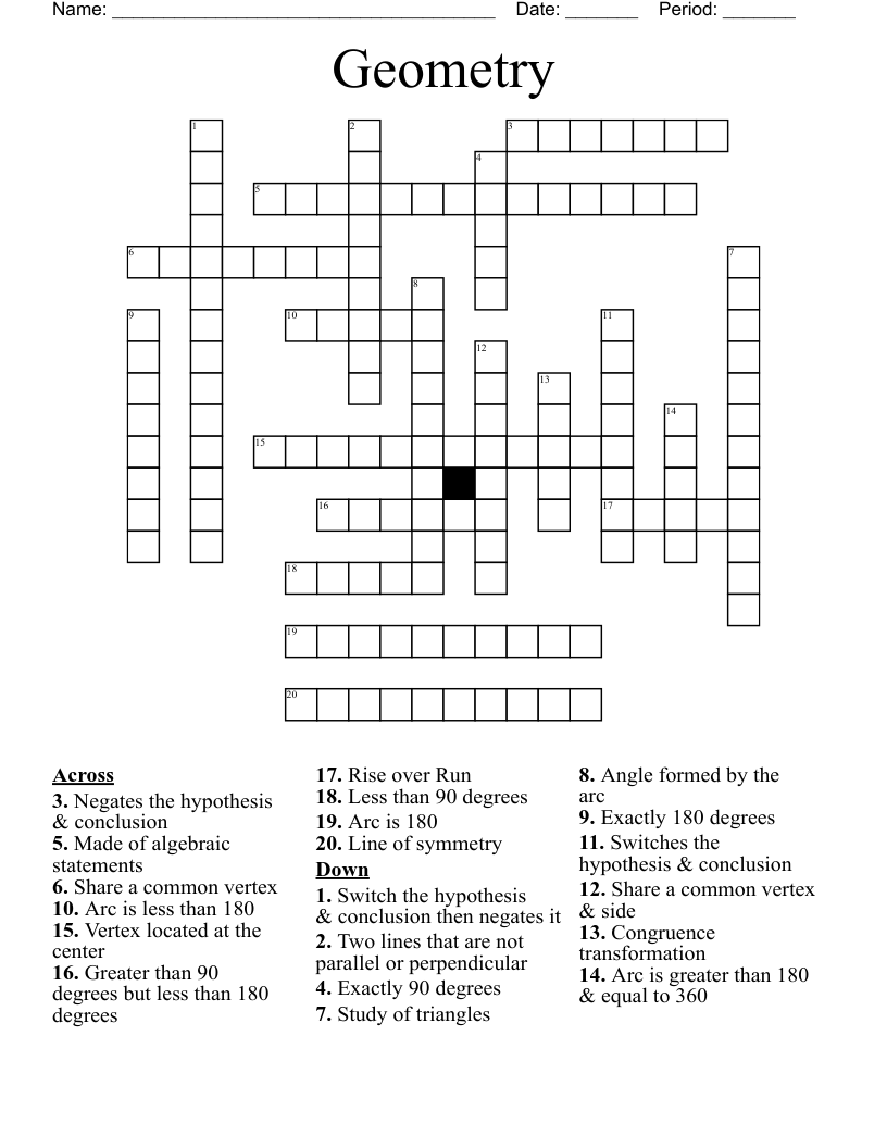 Geometry  Crossword