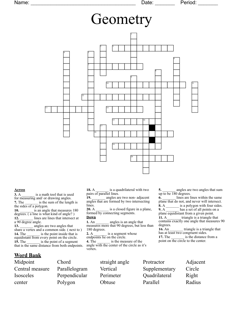 Geometry  Crossword