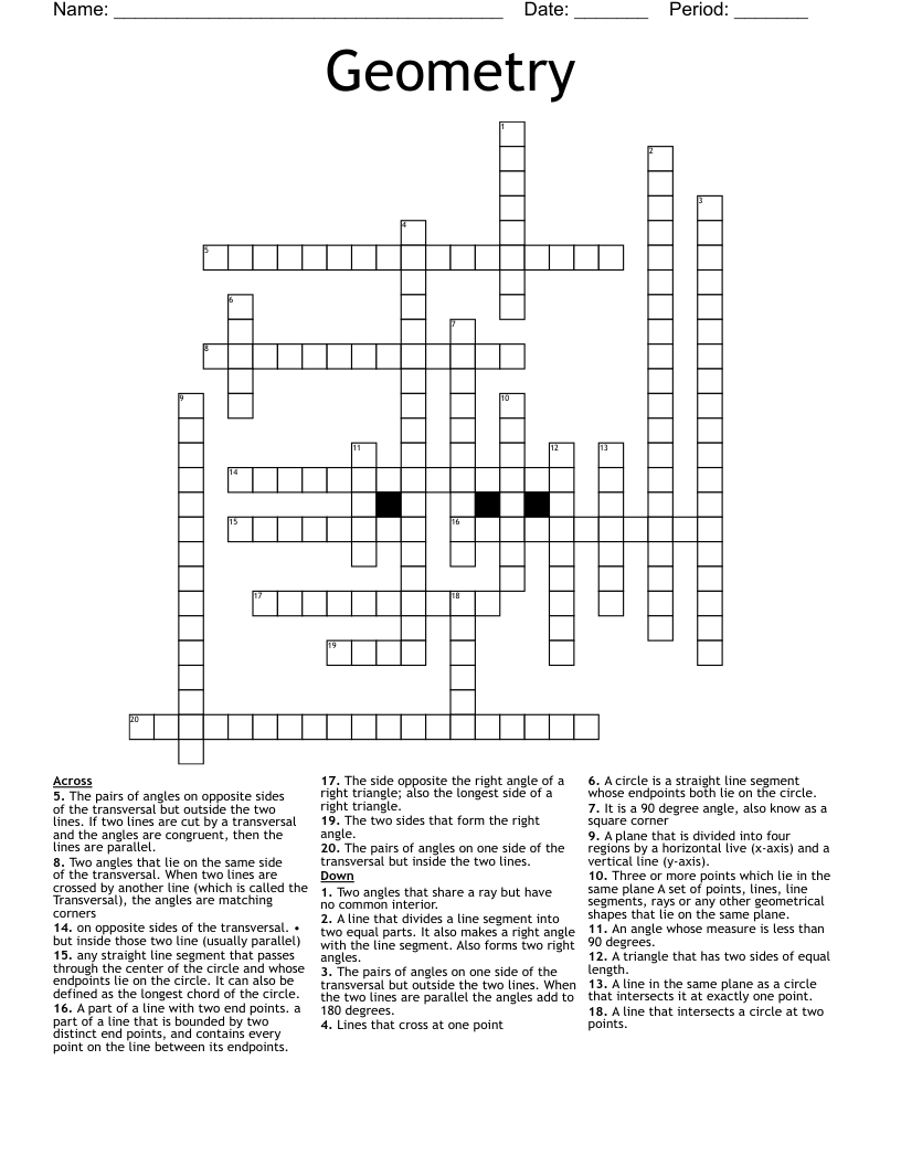 Geometry  Crossword