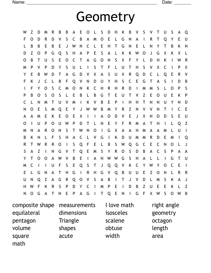 Geometry  Word Search