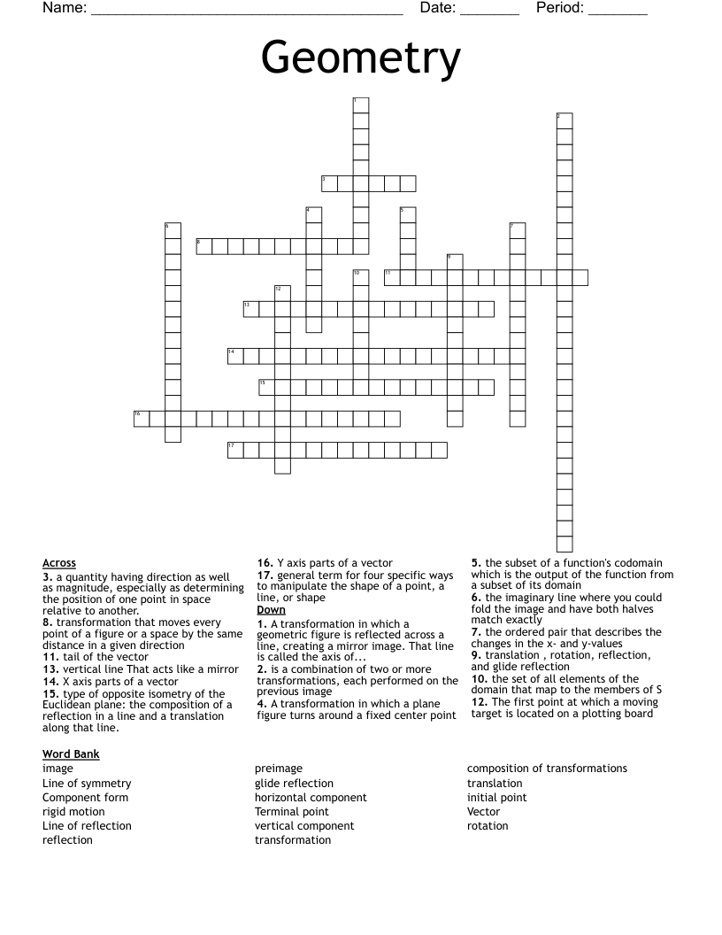 Geometry  Crossword