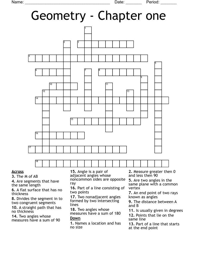 Geometry - Chapter one Crossword