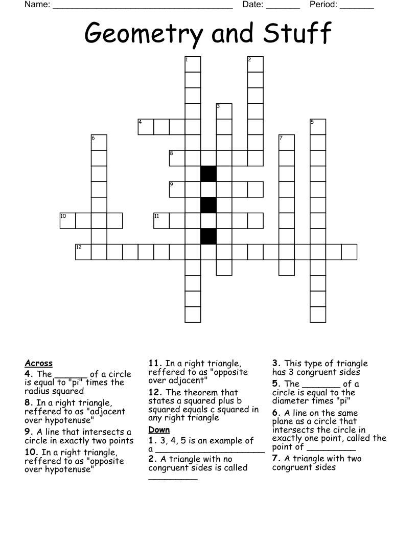 Geometry and Stuff Crossword