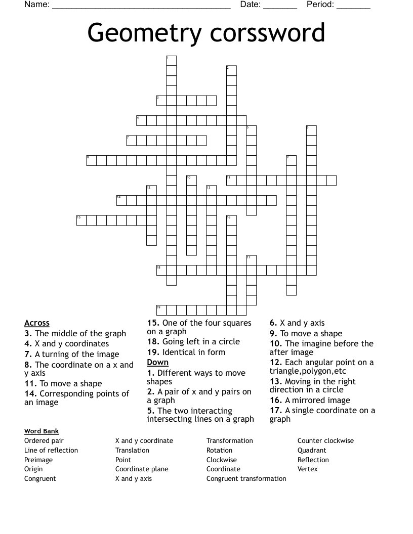 Geometry corssword Crossword