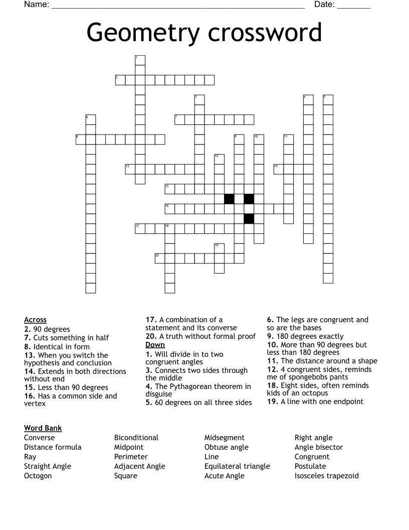 Geometry crossword