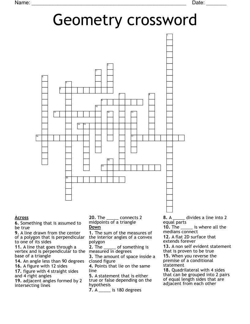 Geometry crossword