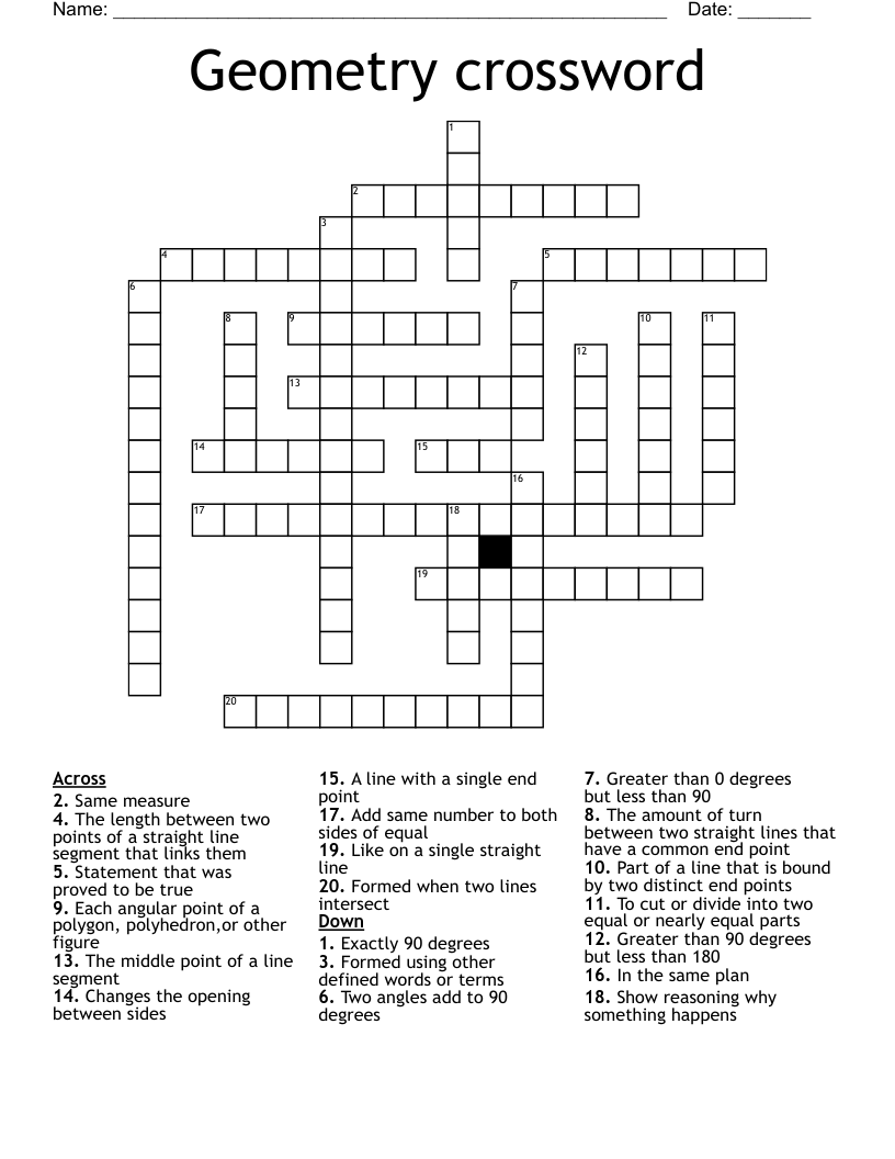 Geometry crossword