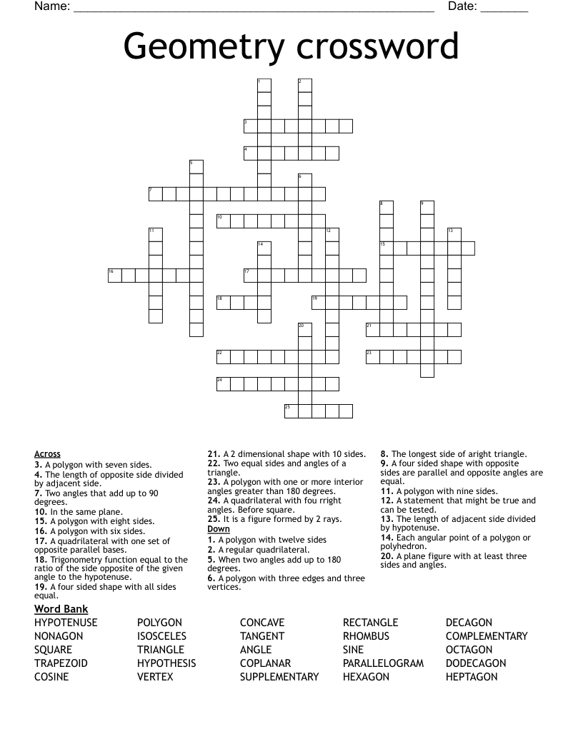 Geometry crossword