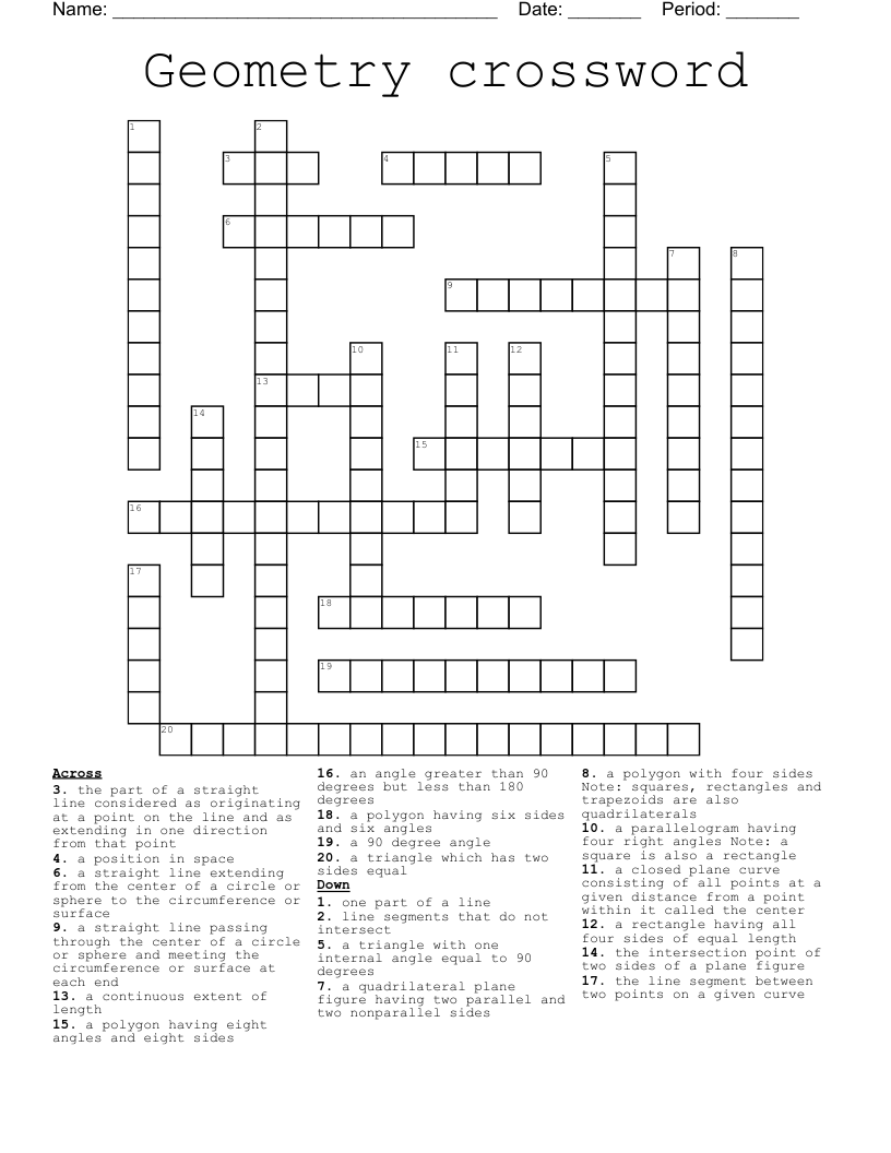 Geometry crossword 