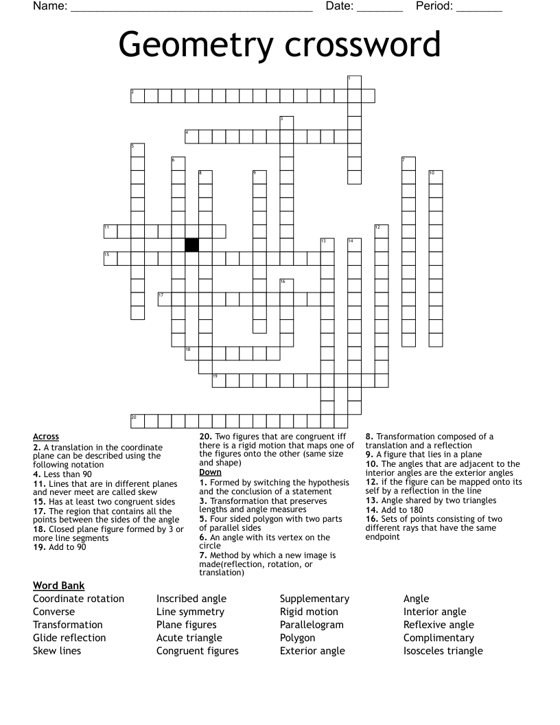Geometry crossword 