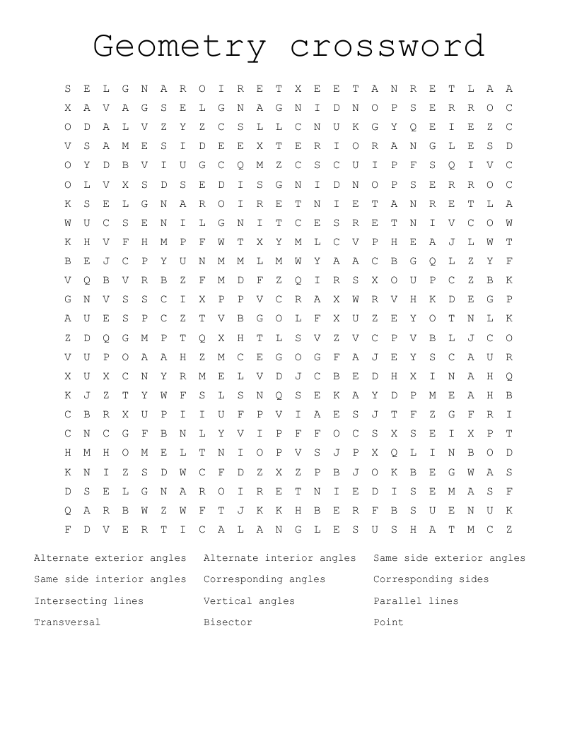 Geometry crossword  Word Search