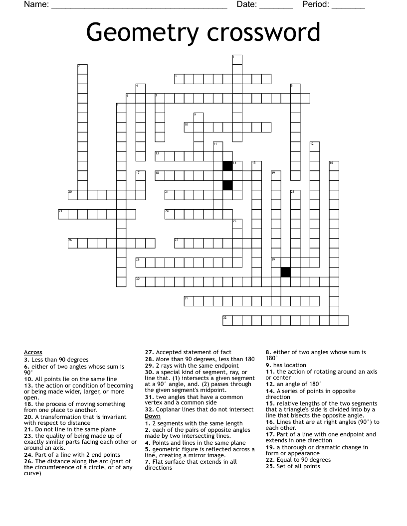 Geometry crossword 