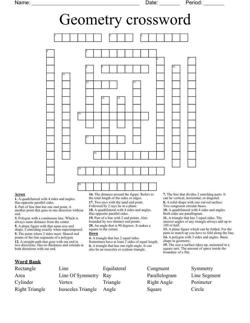 Geometry crossword 