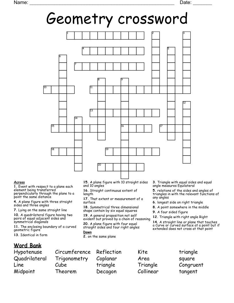 Geometry crossword 