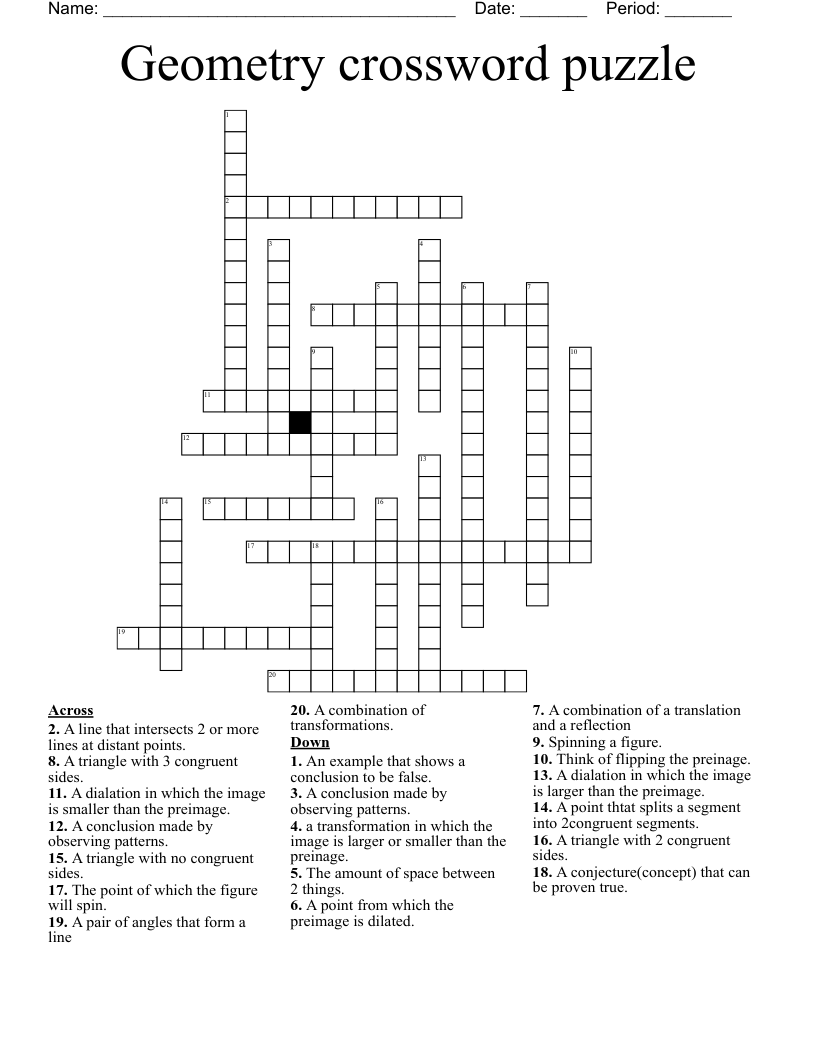 Geometry crossword puzzle