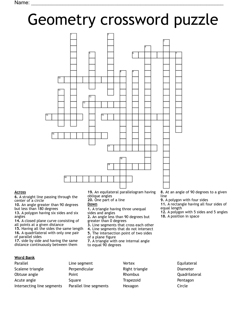 Geometry crossword puzzle 