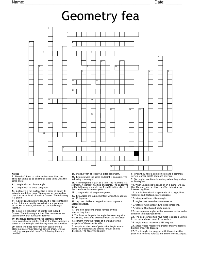 Geometry fea Crossword