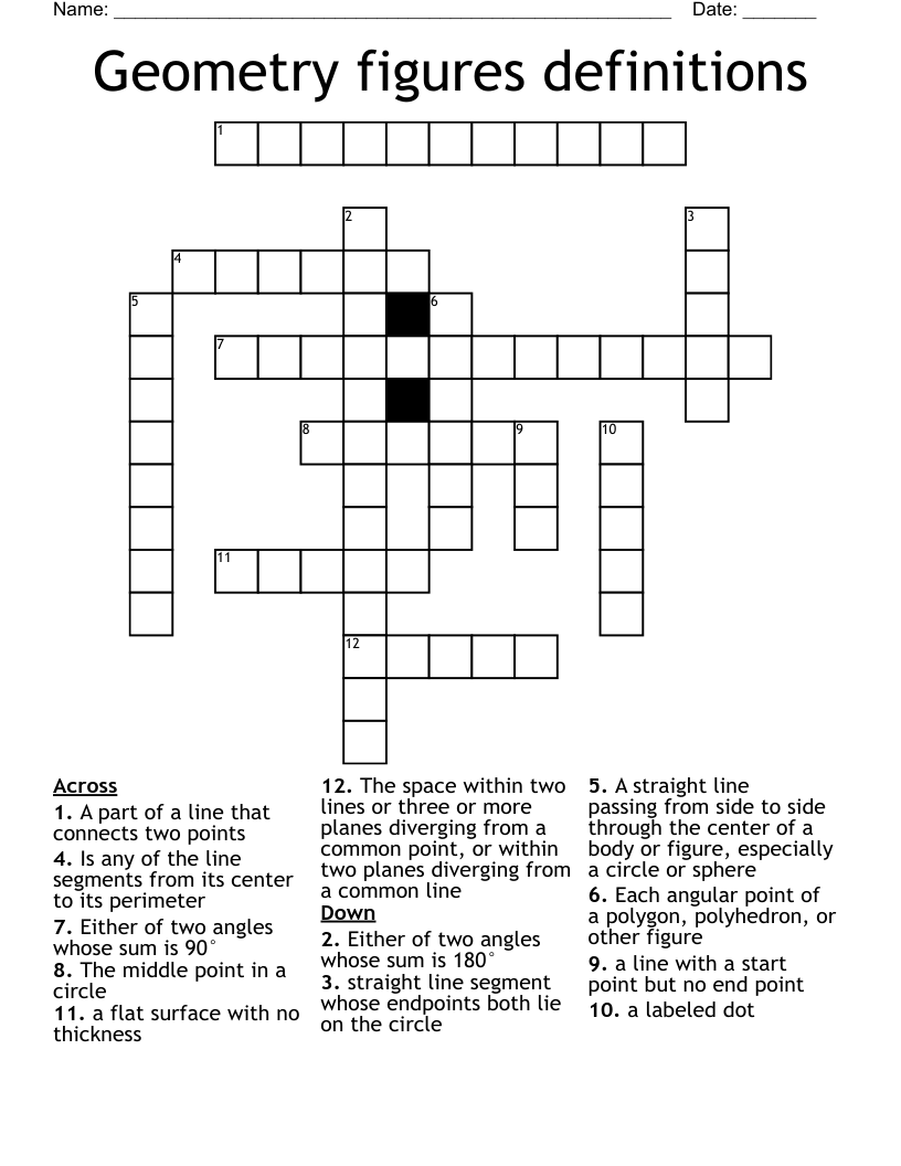 Geometry figures definitions Crossword