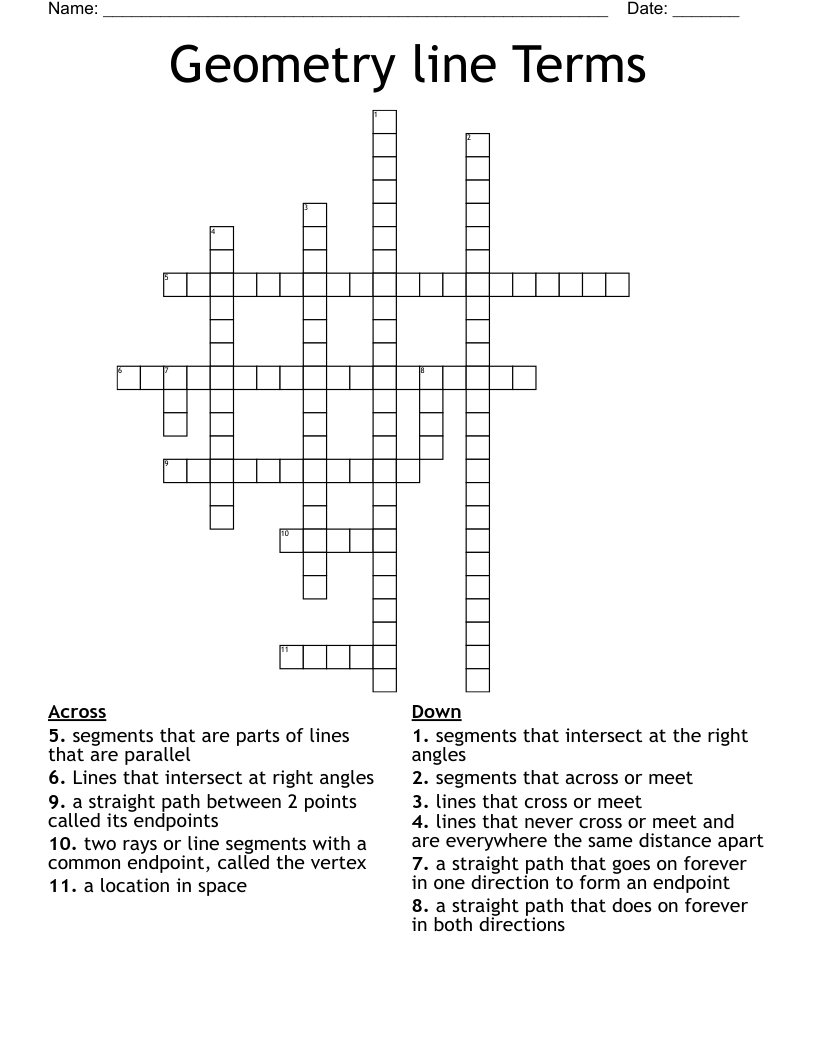 Geometry line Terms Crossword